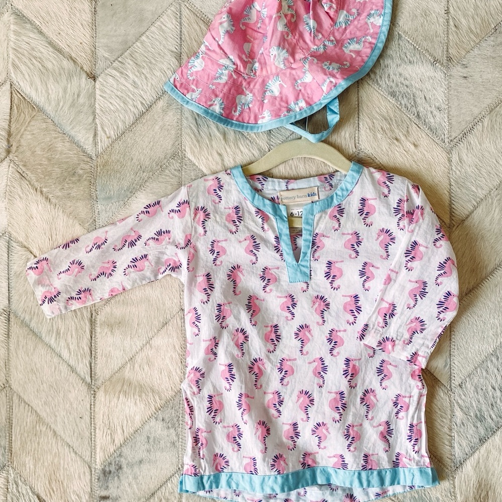 Pottery Barn Kids | Cover Up + Hat | 6-12M
